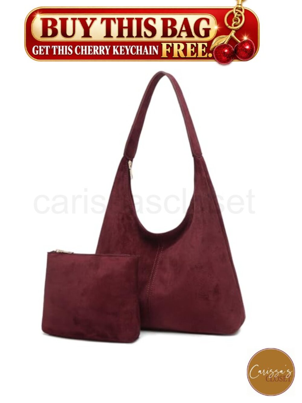 ✨ Vegan Faux Suede Slouchy Hobo Shoulder Bag for Women with Pouch
